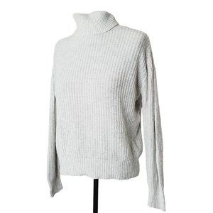 Made in Italy Sweater Knit Turtleneck Wool Light Grey M